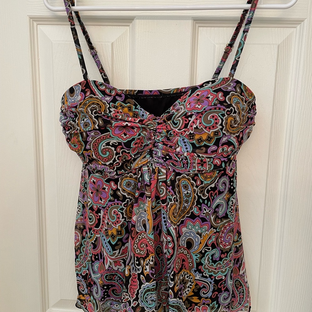 Paisley two piece bathing suit.